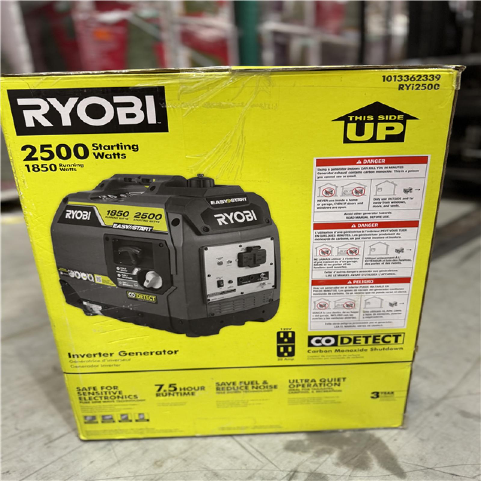 DALLAS LOCATION - RYOBI 2500-Watt Recoil Start Gas Powered Inverter Generator with CO Shutdown