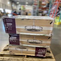 DALLAS LOCATION - Home Decorators Collection Brette III 23 in. Integrated LED Indoor/Outdoor Brushed Nickel Ceiling Fan with Light and Remote Control - (3 UNITS)