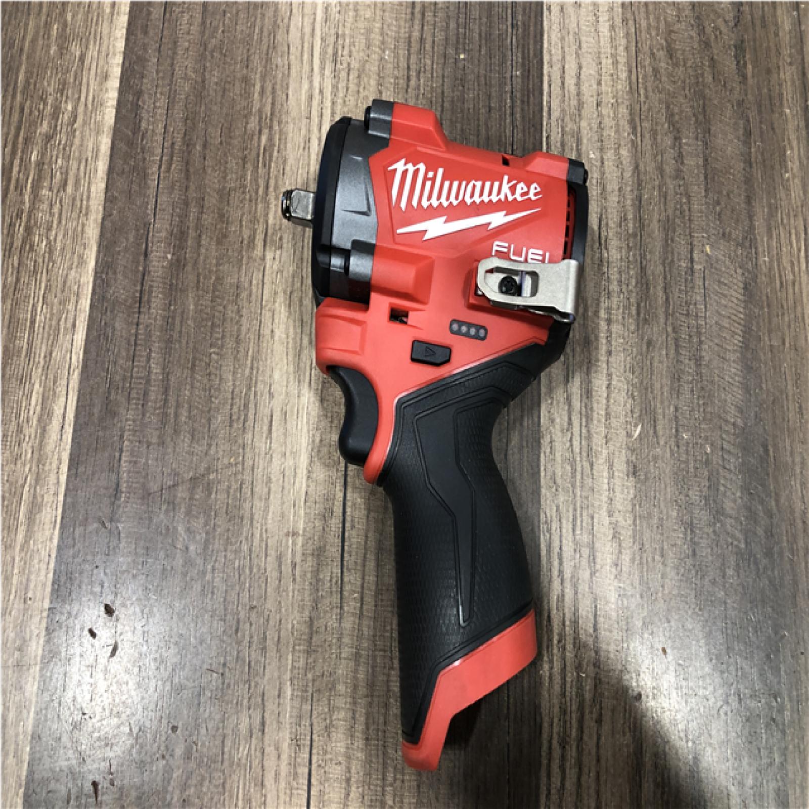 AS-IS Milwaukee FUEL 12V Lithium-Ion Brushless Cordless Stubby 3/8 in. Impact Wrench (Tool-Only)