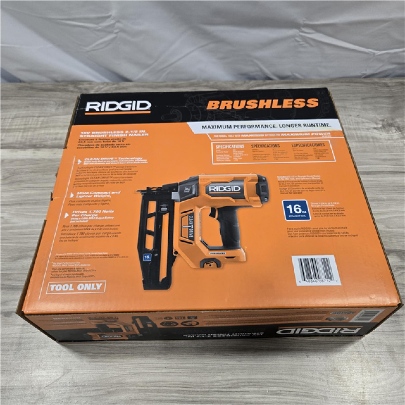 NEW! - 18V Brushless Cordless 16-Gauge 2-1/2 in. Straight Finish Nailer (Tool Only)