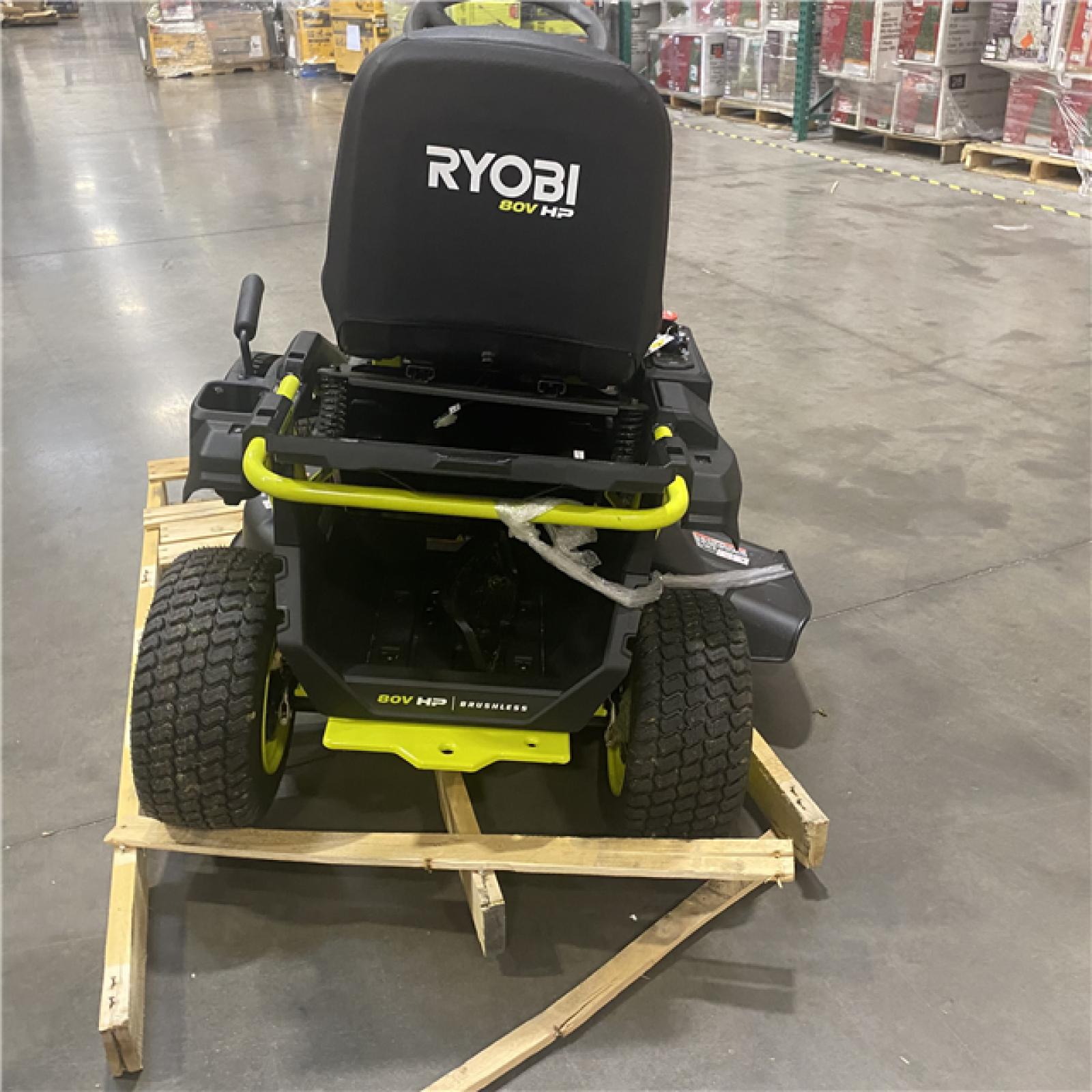 Dallas Location - As-Is Shop RYOBI R1 80V HP Brushless Lithium Battery Cordless Electric 30 in. Riding Lawn Mower with 14 Ah Battery and Charger