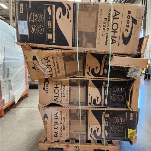 Phoenix Location AS-IS Bootz Industries Aloha 60 in. x 30 in. Soaking Bathtub with Right Drain in White Pallet (4-Tubs)
