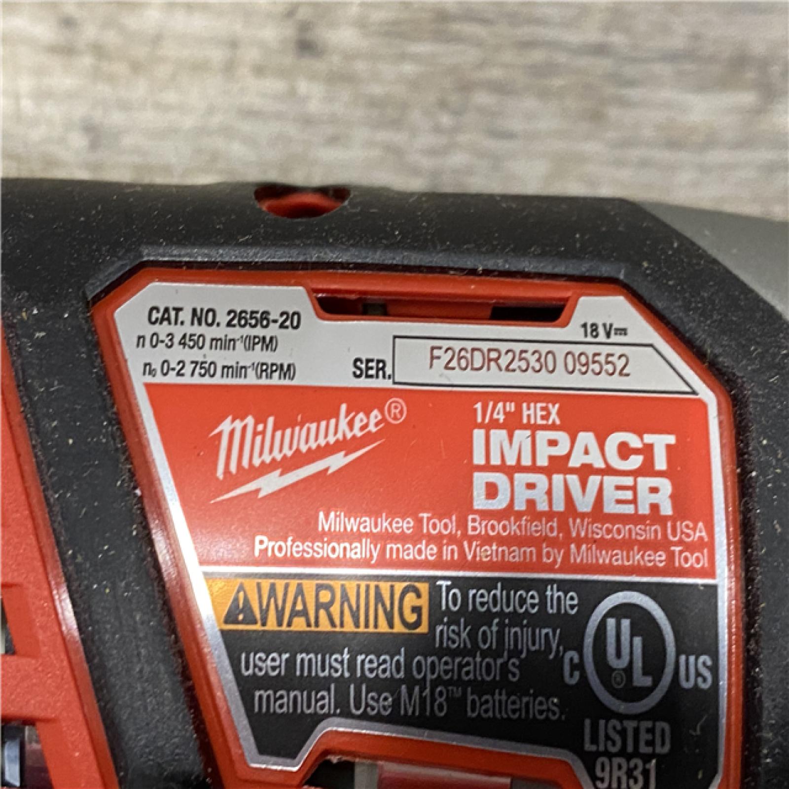 AS-IS Milwaukee 18V Lithium-Ion Cordless 1/4 in. Impact Driver Kit