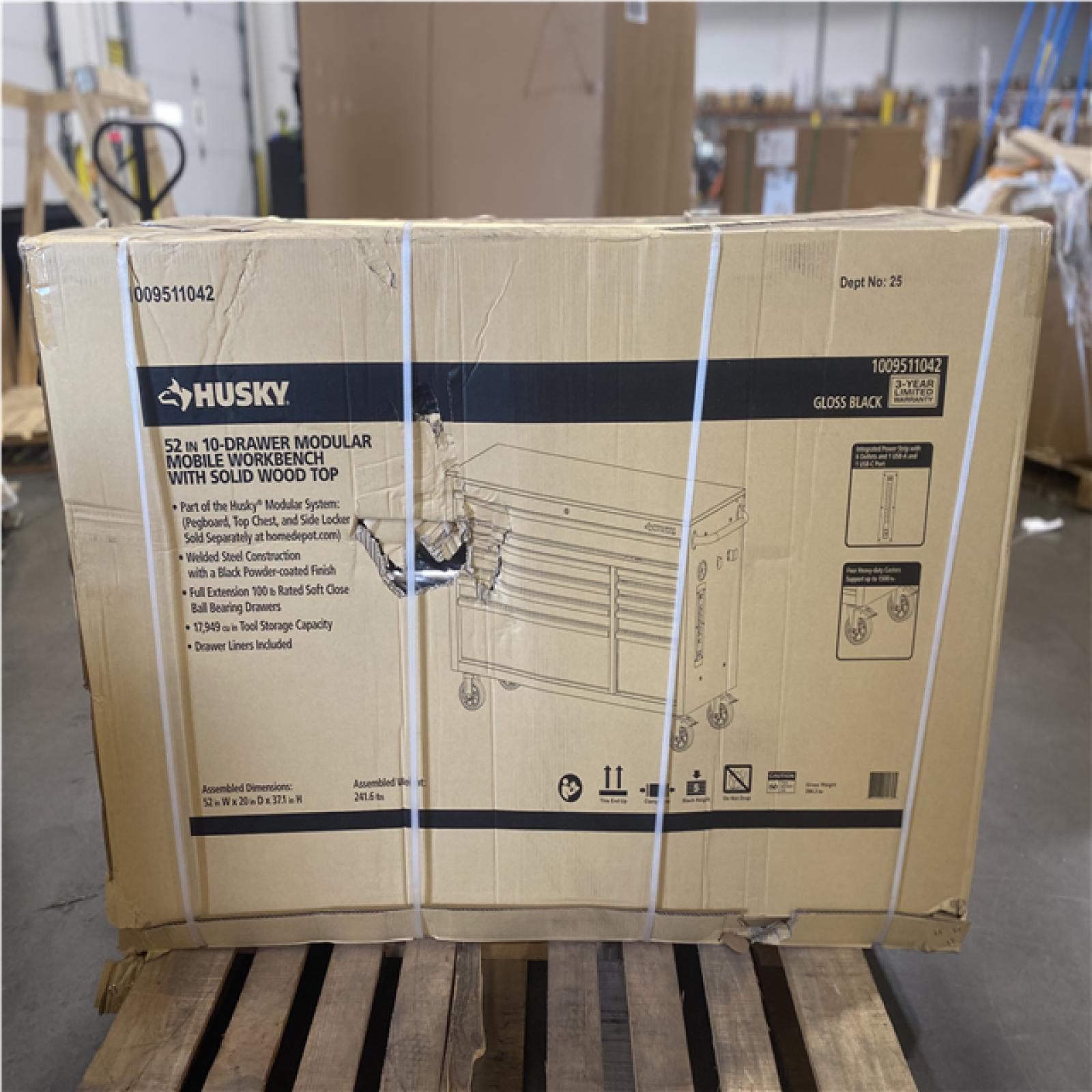 DALLAS LOCATION -AS-IS Husky Modular Tool Storage 52 in. W x 20 in. D Standard Duty Black Mobile Workbench Cabinet