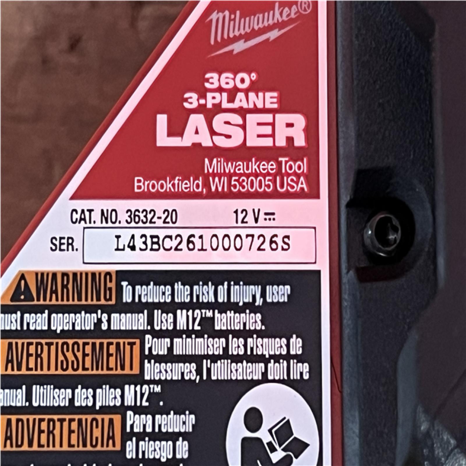 Houston Location AS-IS Milwaukee 12-Volt Lithium-Ion Cordless Green 250 ft. 3-Plane Laser Level Kit