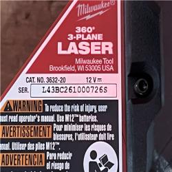 Houston Location AS-IS Milwaukee 12-Volt Lithium-Ion Cordless Green 250 ft. 3-Plane Laser Level Kit