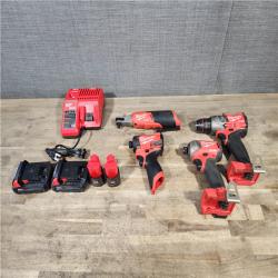 HOUSTON LOCATION - AS-IS MILWAUKEE 4 TOOL COMBO KIT W/ (4) BATTERY & CHARGER