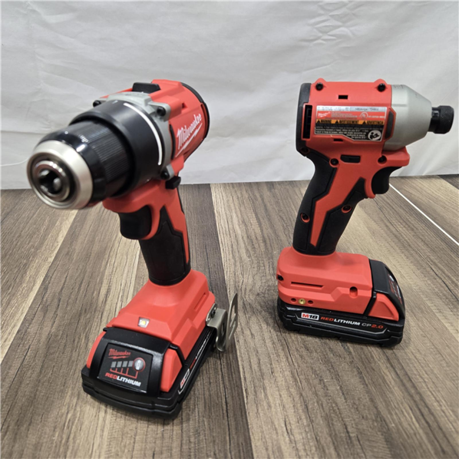GOOD Milwaukee M18 18V Lithium-Ion Brushless Cordless Compact Drill/Impact Combo Kit (2-Tool) W/(2) 2.0 Ah Batteries, Charger & Bag