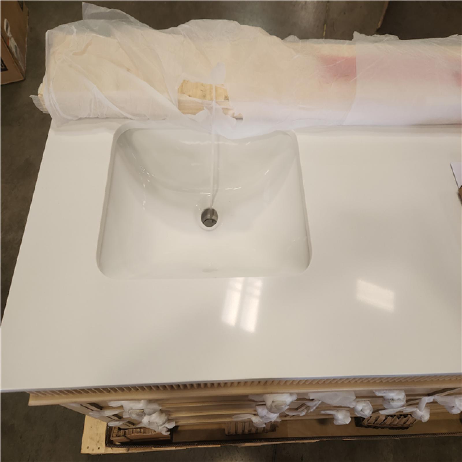 Phoenix NEW Home Decorators Collection Danby 60 in. Double Sink Platinum Oak Bath Vanity with White Engineered Marble Top (Assembled)