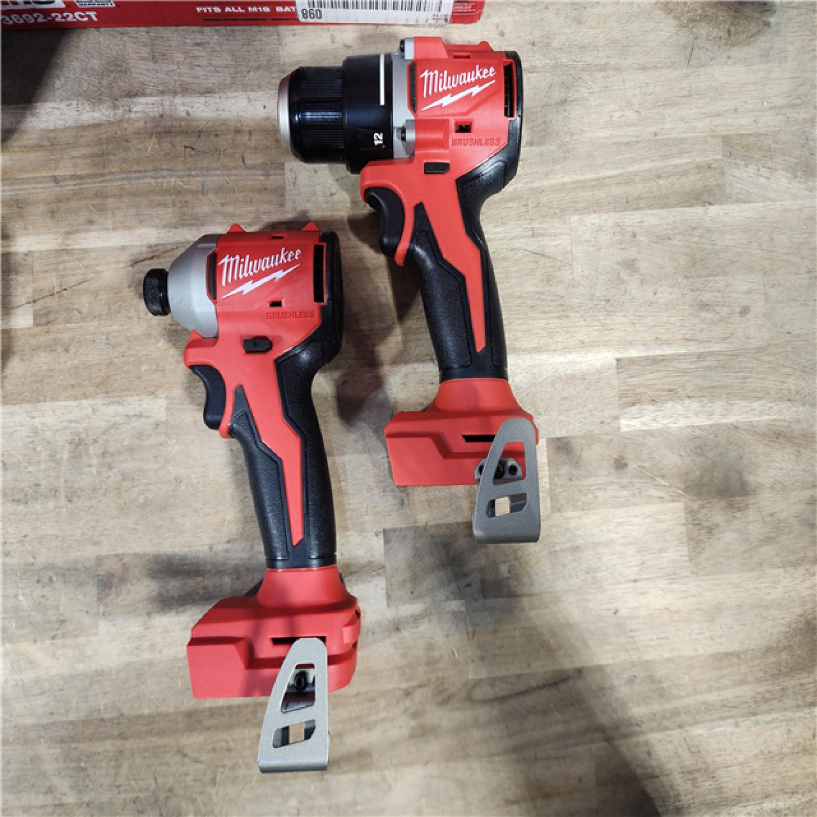 HOUSTON LOCATION - AS-IS Milwaukee M18 18V Lithium-Ion Brushless Cordless Compact Drill/Impact Combo Kit (2-Tool) W/(2) 2.0 Ah Batteries, Charger & Bag