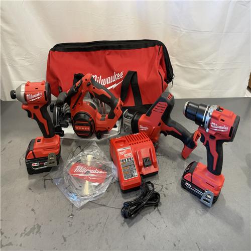 AS-IS - Milwaukee M18 18-Volt Lithium-Ion Brushless Cordless Combo Kit (4-Tool)