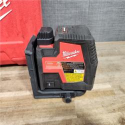 HOUSTON LOCATION - AS-IS Milwaukee 100 ft. REDLITHIUM Lithium-Ion USB Green Rechargeable Cross Line Laser Level Kit