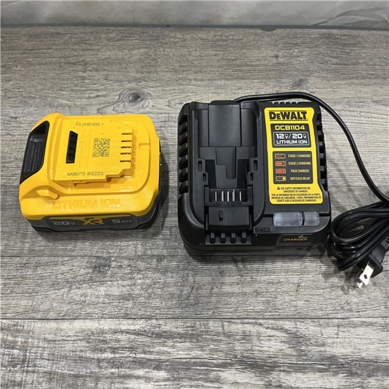 AS-IS DEWALT 20V MAX XR POWERSTACK Lithium-Ion Battery Starter Kit with 5.0Ah Battery and Charger