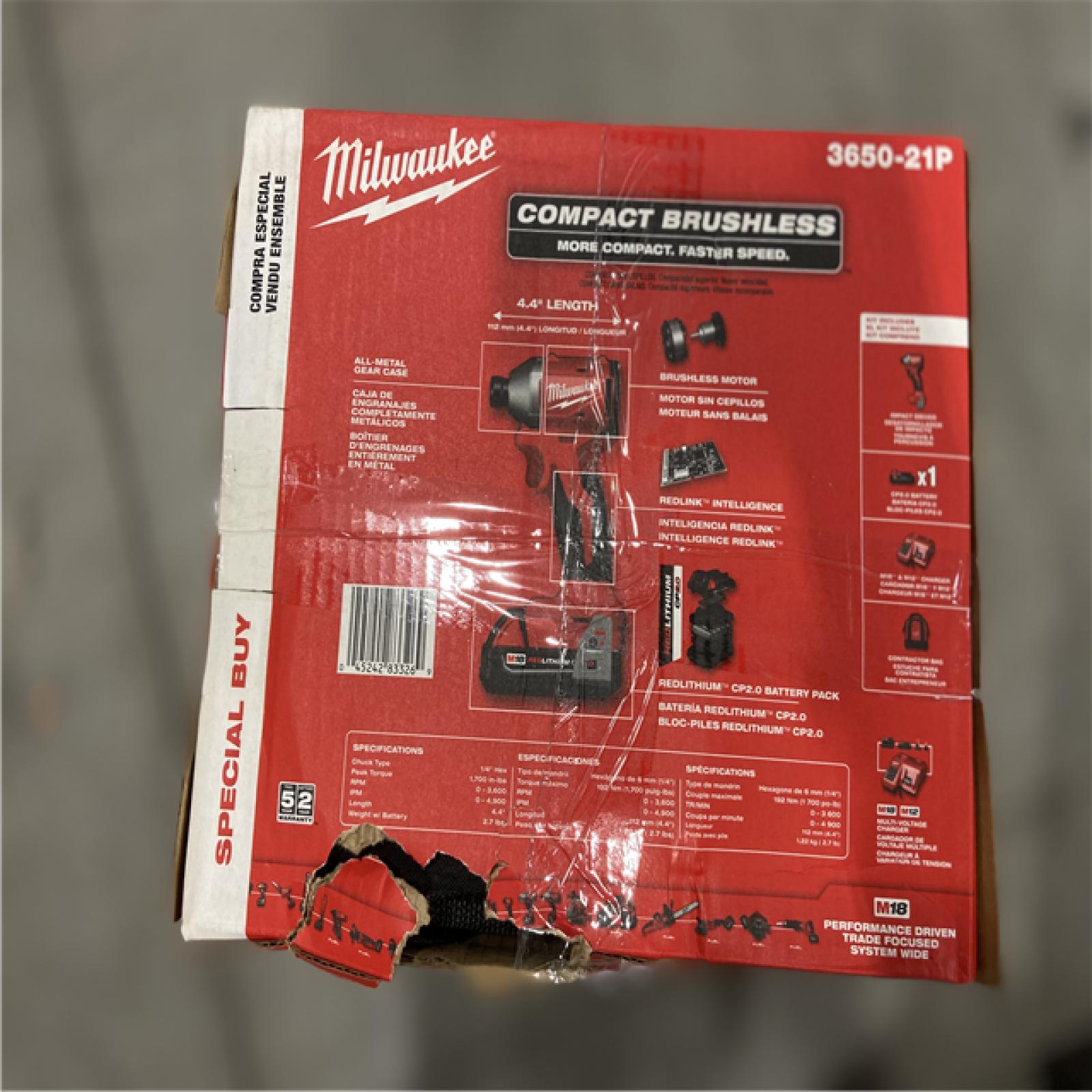 NEW! - Milwaukee M18 18-Volt Lithium-Ion Compact Brushless Cordless 1/4 in. Impact Driver Kit - 2 UNITS