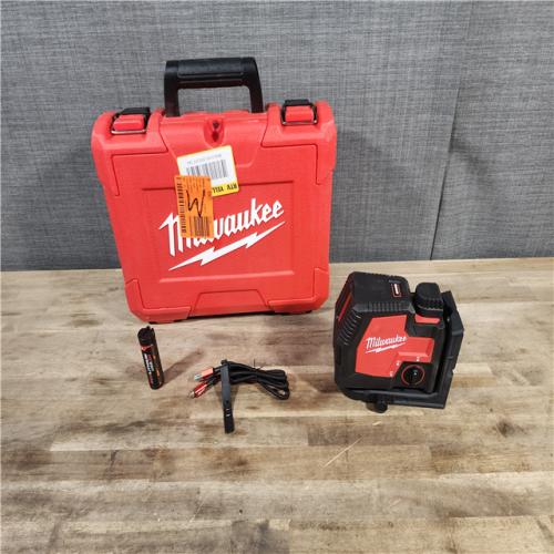 HOUSTON LOCATION - AS-IS MILWAUKEE 100 Ft. REDLITHIUM Lithium-Ion USB Green Rechargeable Cross Line Laser Level
