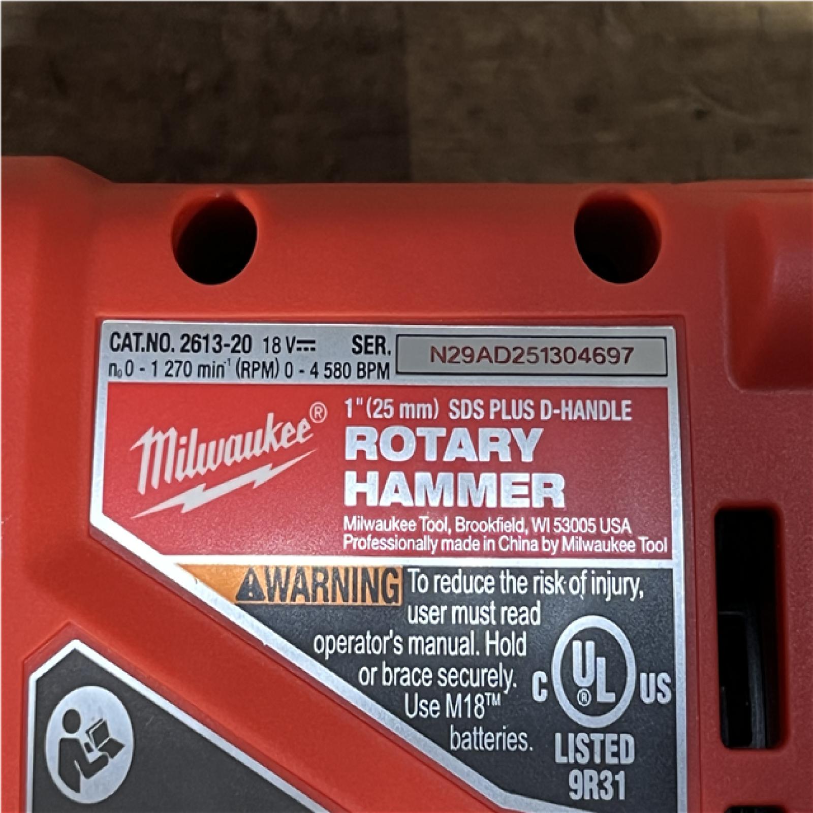 Houston Location AS-IS Milwaukee 18V Lithium-Ion Brushless Cordless 1 in. SDS-Plus D-Handle Rotary Hammer (Tool-Only)
