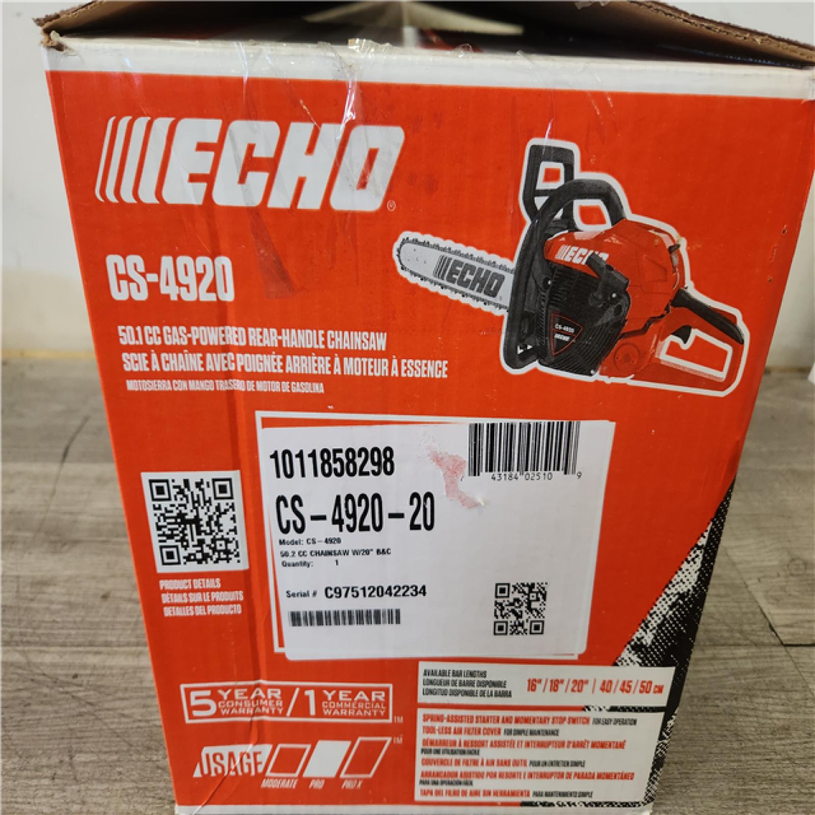 Phoenix NEW ECHO 20 in. 50.1 cc 2-Stroke Gas Rear Handle Chainsaw