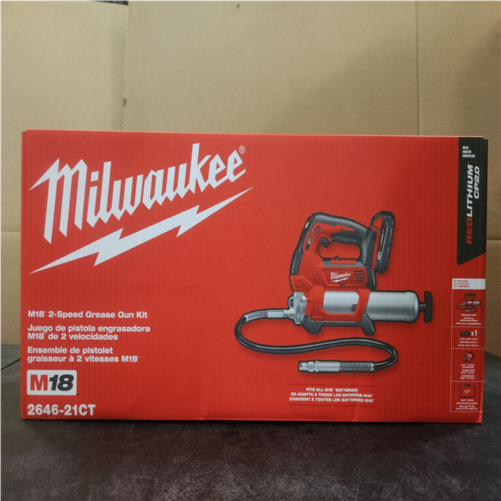 Phoenix NEW Milwaukee M18 18V Lithium-Ion Cordless Grease Gun 2-Speed with (1) 1.5Ah Batteries, Charger, Tool Bag (SEALED)