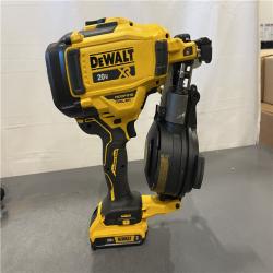 AS-IS- DEWALT 20V MAX Lithium-Ion 15-Degree Electric Cordless Roofing Nailer Kit