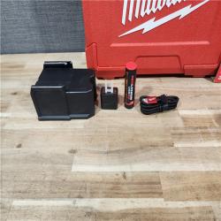HOUSTON LOCATION - AS-IS Milwaukee Green 100 ft. Cross Line and Plumb Points Rechargeable Laser Level with REDLITHIUM Lithium-Ion USB Battery and Charger