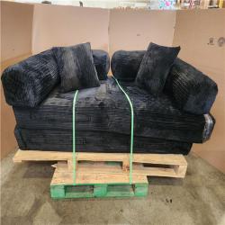 Phoenix AS-IS Allwex Mega 80 in. Black Corduroy King Size Convertible Sleeper Loveseat Lounge Modular Folding Sofa Bed with Pillow