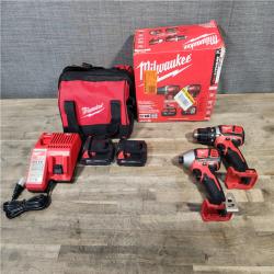HOUSTON LOCATION - AS-IS Milwaukee 18V Cordless Brushed 2-Tool Drill/Driver and Impact Driver Kit