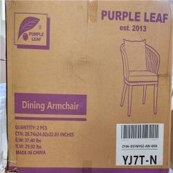 Phoenix Location NEW PURPLE LEAF Outdoor Patio Dining Set of 2 Sofa Bistro Chair PE Rattan Armchair Pallet (4-Boxes)