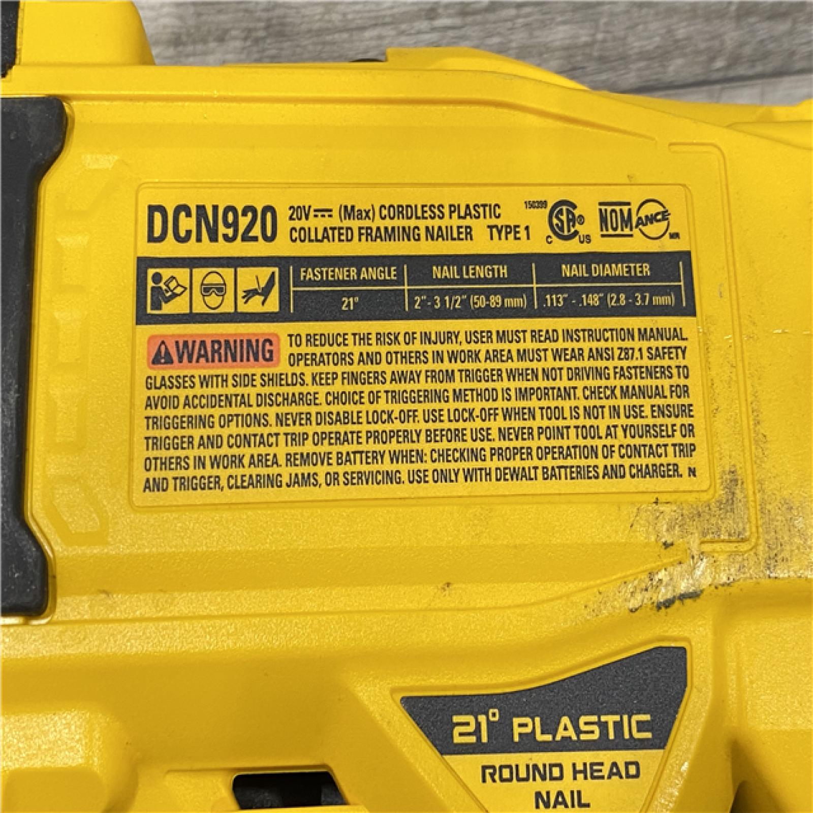 AS-IS DEWALT 20-Volt 21° Cordless Framing Nailer (Tool-Only)