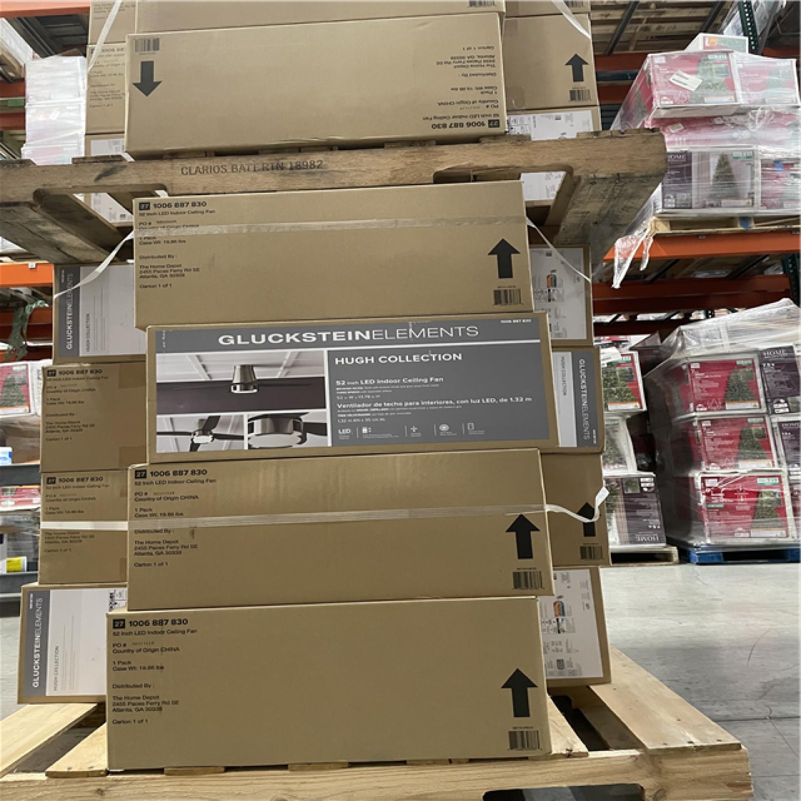 DALLAS LOCATION - Hugh 52 in. Integrated LED Indoor Nickel Ceiling Fan PALLET-(32 UNITS)
