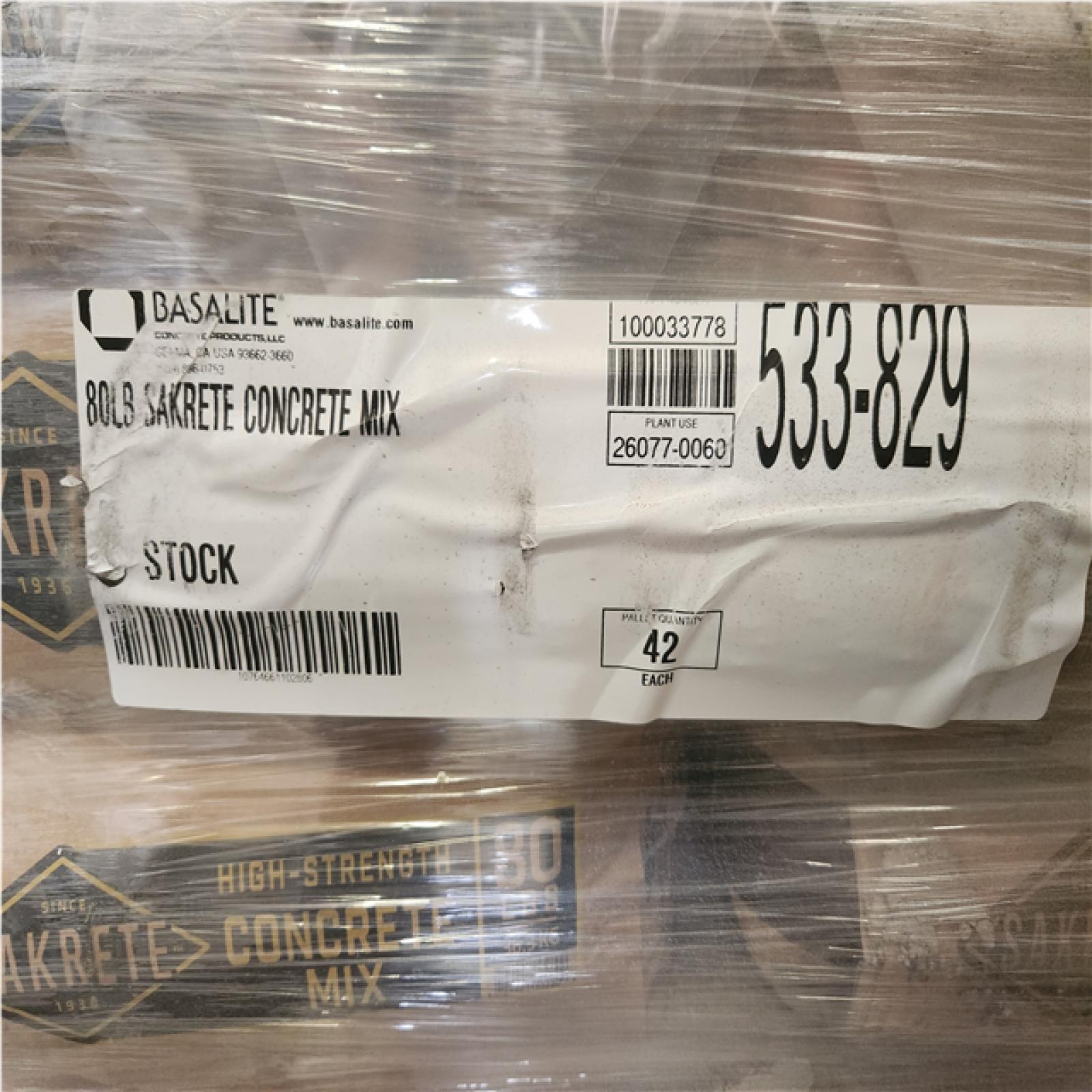 Phoenix NEW SAKRETE 80 lb. Gray Concrete Mix Bags Pallet of 44