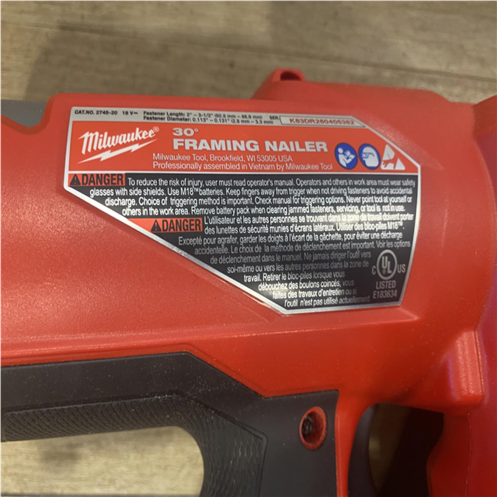AS-IS Milwaukee FUEL 3-1/2 in. 18-Volt 30-Degree Lithium-Ion Brushless Cordless Framing Nailer (Tool-Only)