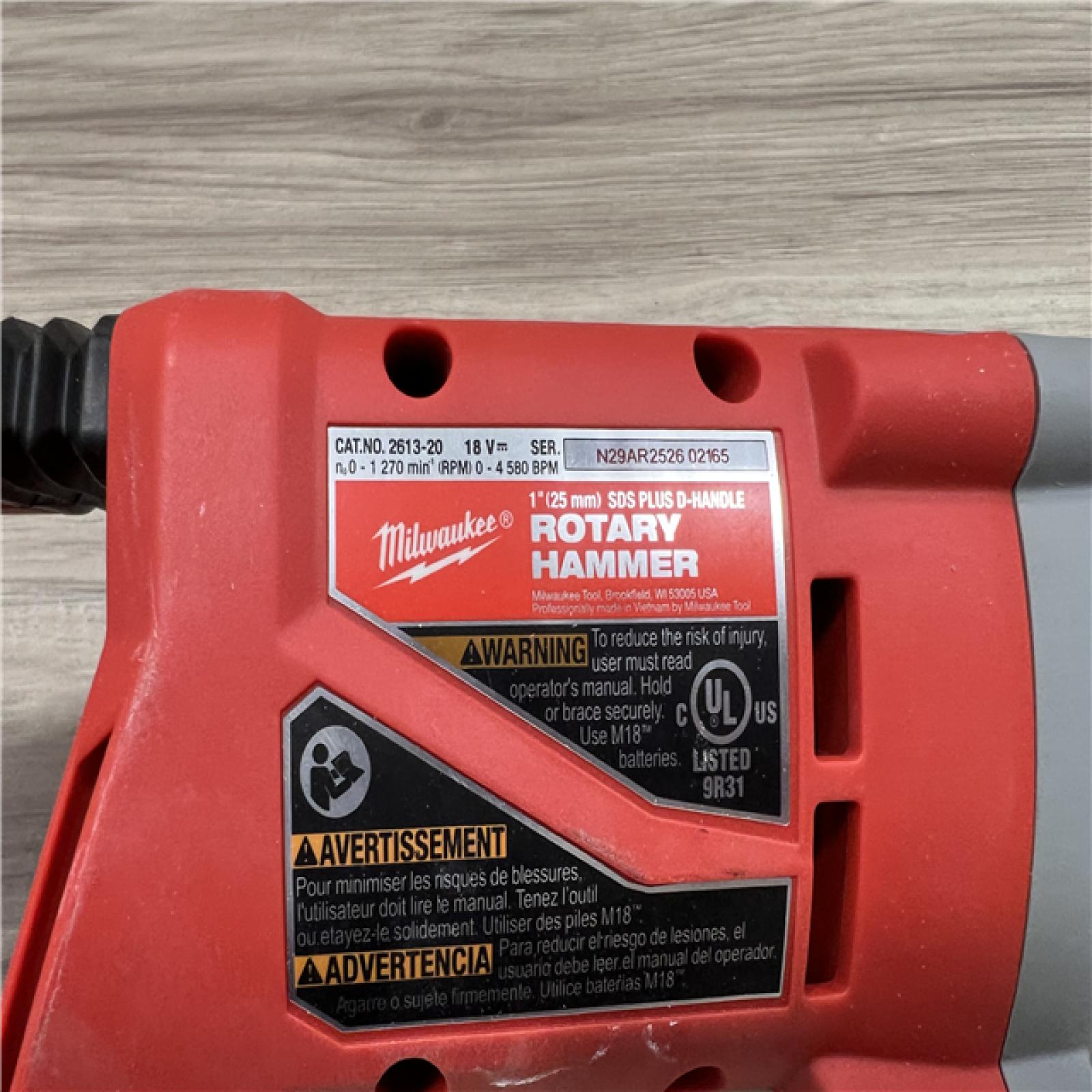 AS-IS Milwaukee 18V Lithium-Ion Brushless Cordless 1 in. SDS-Plus D-Handle Rotary Hammer (Tool-Only)