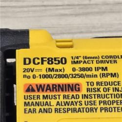 AS-IS DeWalt DCF850B 20V Cordless Compact 1/4 Impact Driver (Tool Only)