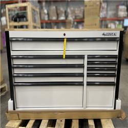 DALLAS LOCATION- AS-IS HUSKY Standard-Duty 52 in. W 10-Drawer Matte White/Carbon Fiber Trim/WoodTop Mobile Workbench Cabinet