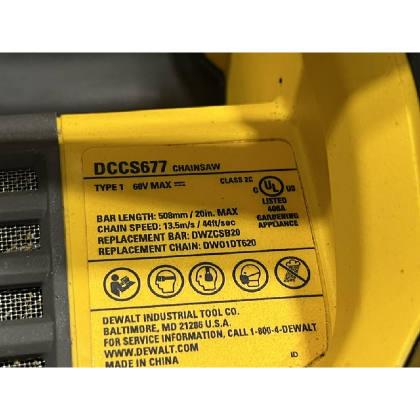AS-IS DEWALT FLEXVOLT 60-Volt MAX 20 in. Brushless Cordless Battery Powered Chainsaw and Case (Tool with Case Only)