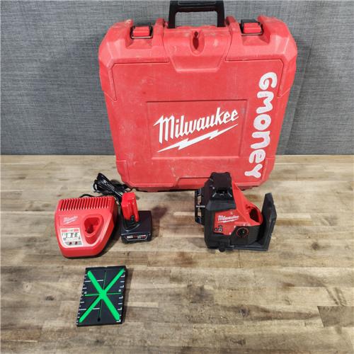 HOUSTON LOCATION - AS-IS Milwaukee-3632-21 M12 Green Beam Laser 360° 3-Plane Kit