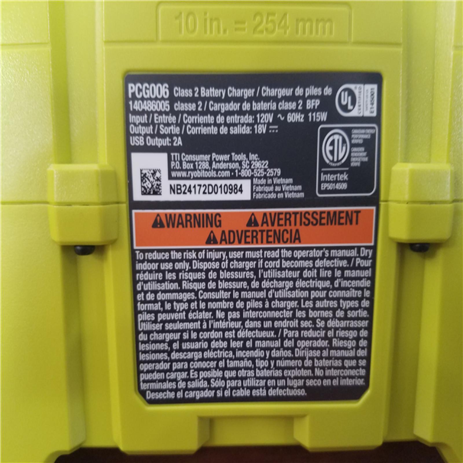 California NEW Ryobi 18V 6-Port Fast Charger (Tool Only)