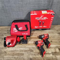 HOUSTON LOCATION - AS-IS Milwaukee FUEL 12-Volt Lithium-Ion Brushless Cordless Hammer Drill and Impact Driver Combo Kit