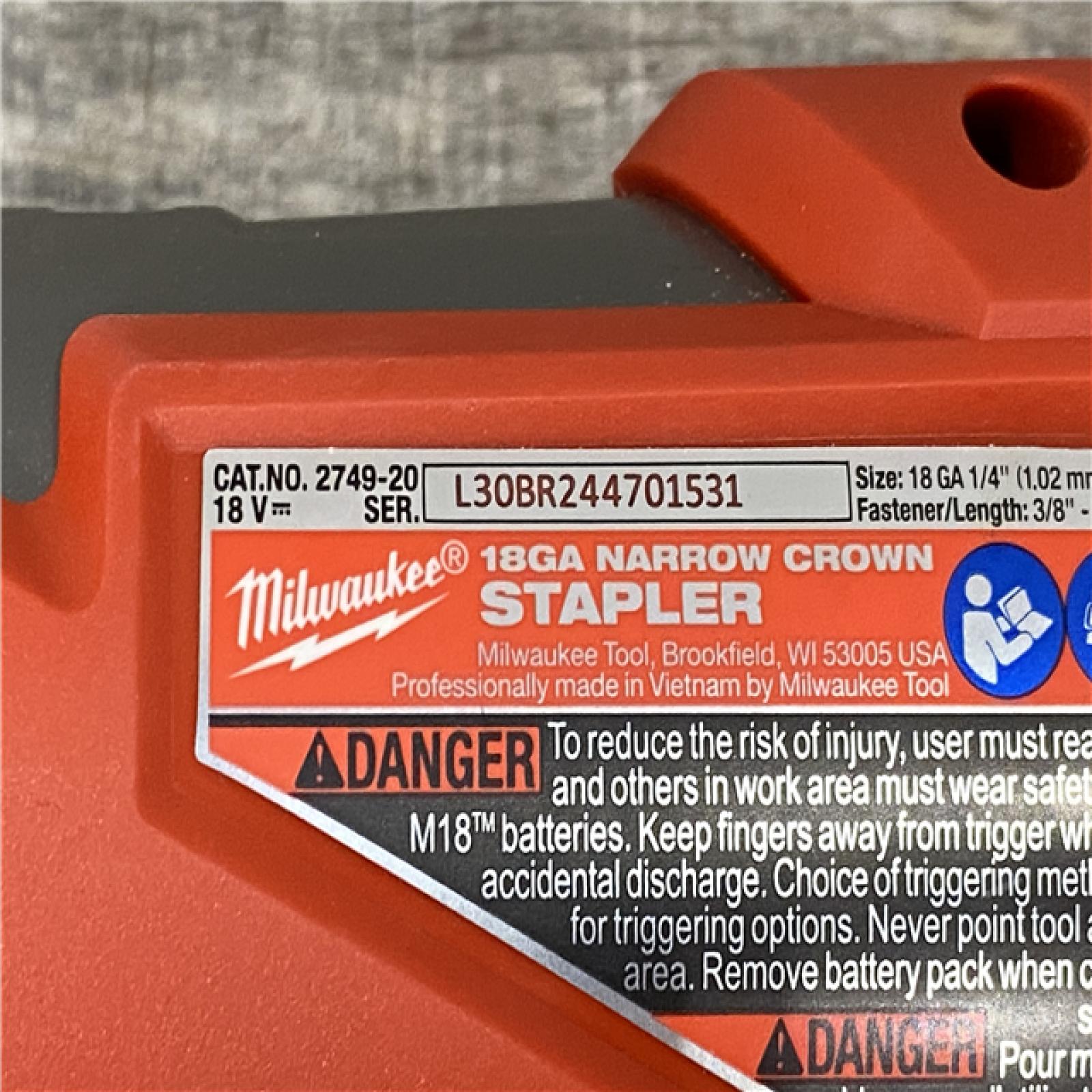 AS-IS Milwaukee FUEL 18-Volt Lithium-Ion Brushless Cordless 18-Gauge 1/4 in. Narrow Crown Stapler (Tool-Only)