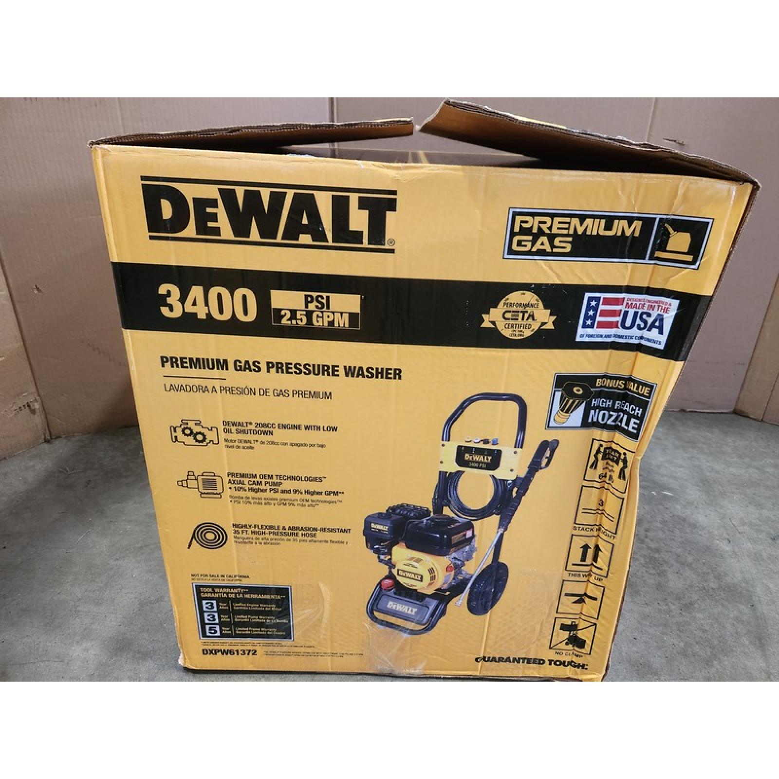 Phoenix NEW DEWALT 3400 PSI 2.5 GPM Gas Cold Water Pressure Washer with DeWalt 210 Engine