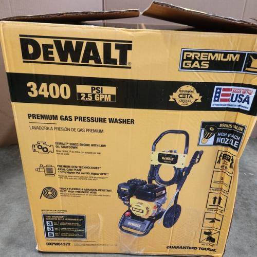 Phoenix NEW DEWALT 3400 PSI 2.5 GPM Gas Cold Water Pressure Washer with DeWalt 210 Engine