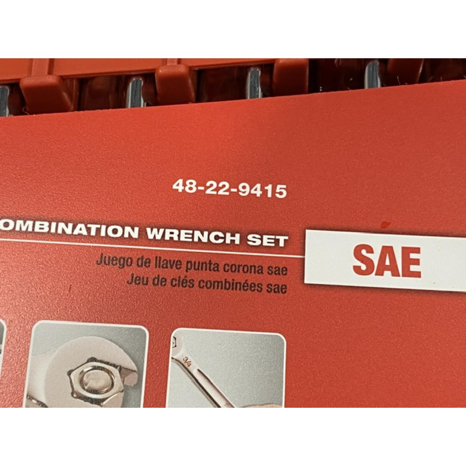 NEW - Milwaukee Combination SAE Wrench Mechanics Tool Set (15-Piece)