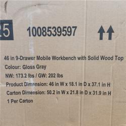 Phoenix NEW Husky Tool Storage 46 in. W Gloss Gray Mobile Workbench 9-Drawer with Solid Wood Top (SEALED)