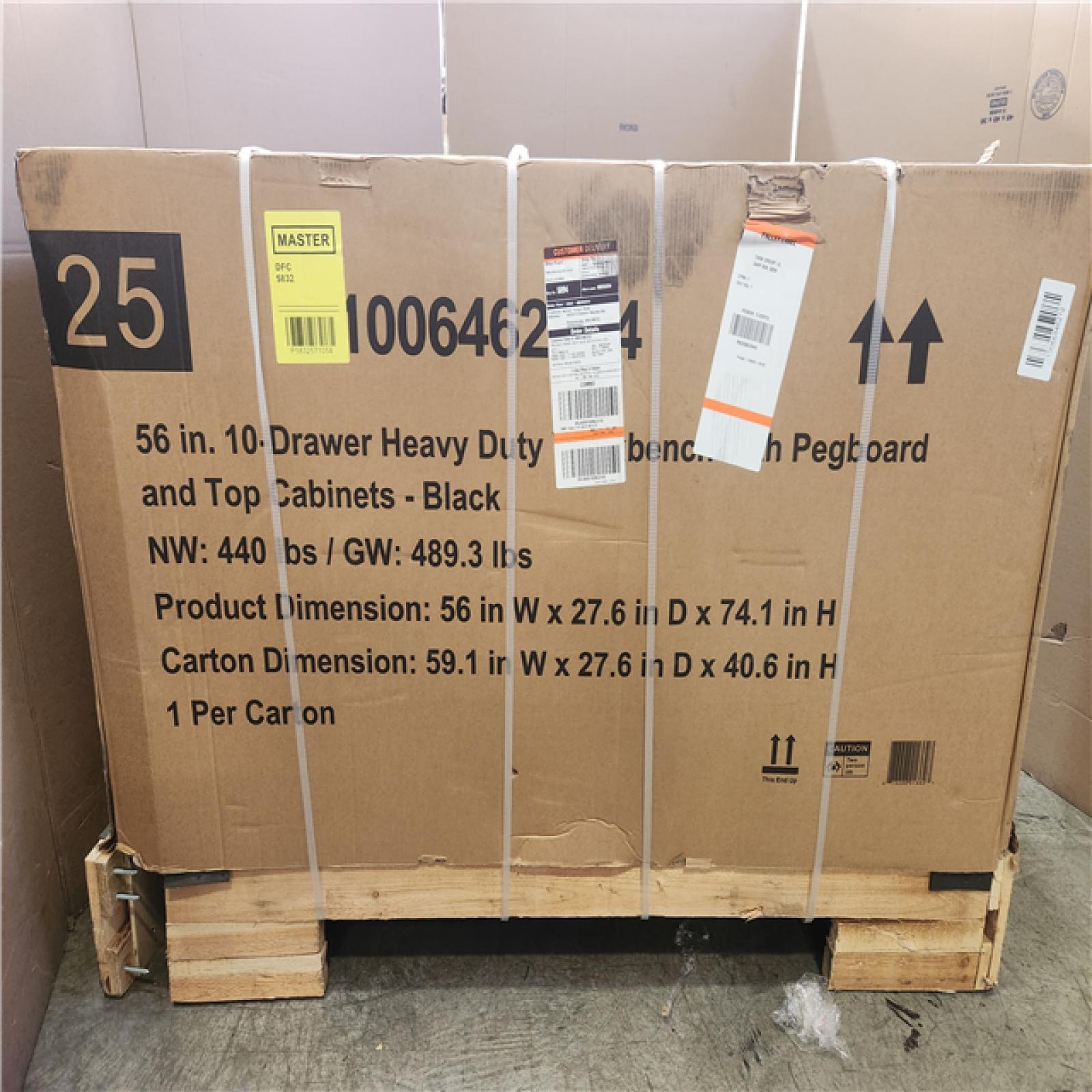 Phoenix NEW Husky 56 in. W x 27.6 in. D 10-Drawer Matte Black Heavy-Duty Mobile Workbench with Pegboard and Top Cabinets (SEALED)