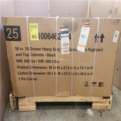 Phoenix NEW Husky 56 in. W x 27.6 in. D 10-Drawer Matte Black Heavy-Duty Mobile Workbench with Pegboard and Top Cabinets (SEALED)