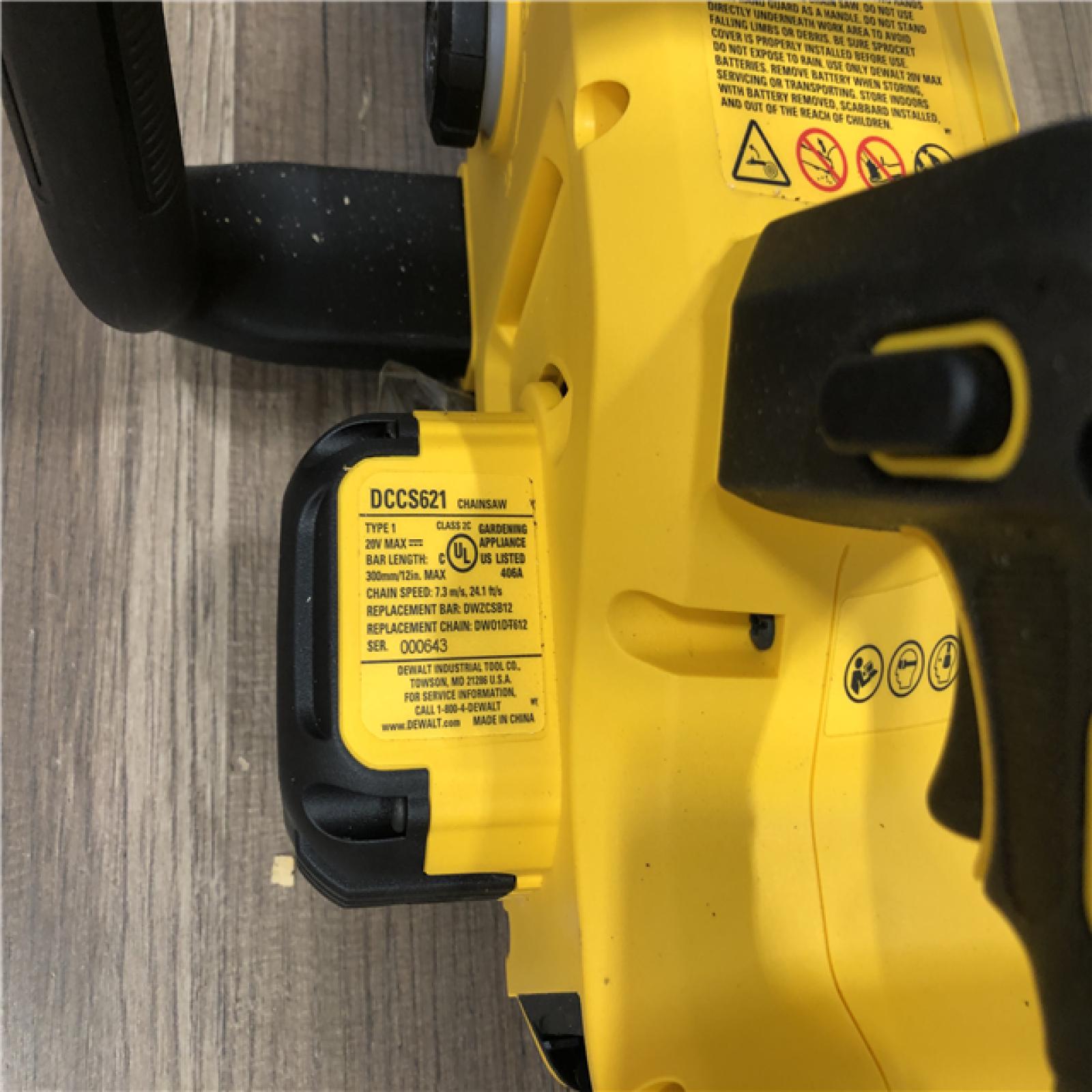 AS-IS DEWALT 20-Volt MAX 12 in. Brushless Cordless Battery Powered Chainsaw Kit