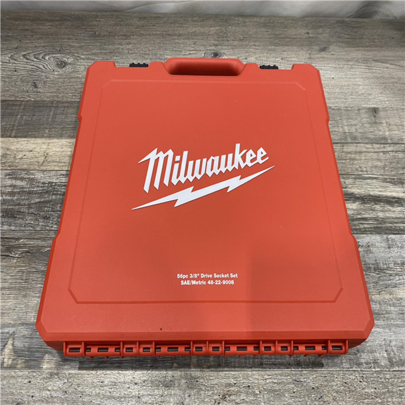 AS-IS Milwaukee 3/8 in. Drive SAE/Metric Ratchet and Socket Mechanics Tool Set (56-Piece)