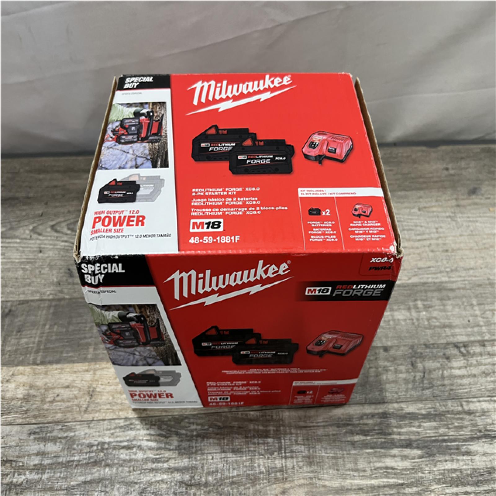 NEW - Milwaukee 18-Volt Lithium-Ion REDLITHIUM FORGE Starter Kit with (2) 8. 0Ah Battery and Rapid Charger