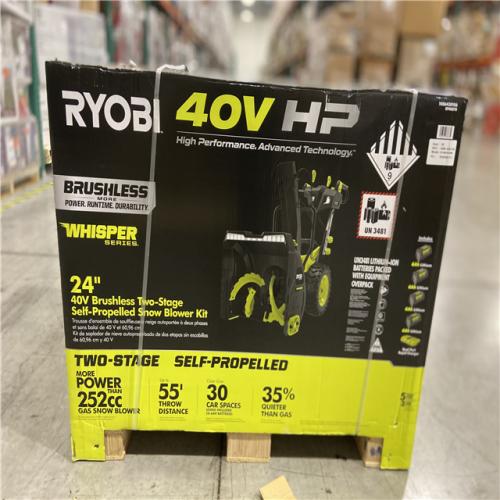 DALLAS LOCATION - RYOBI 40V HP Brushless Whisper Series 24 2-Stage Cordless Electric Self-Propelled Snow Blower