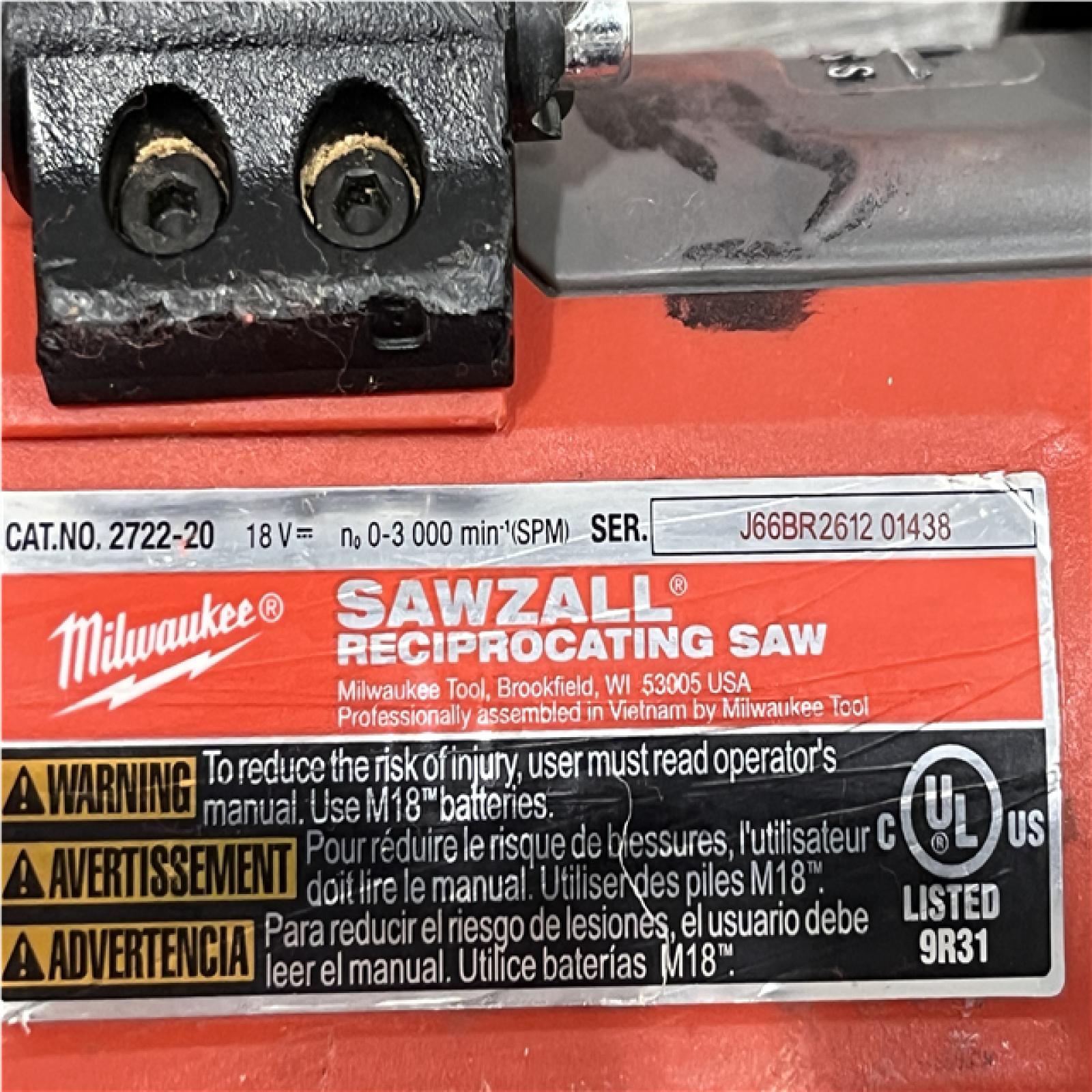 AS-IS Milwaukee FUEL 18V Lithium-Ion Brushless Cordless Super SAWZALL Orbital Reciprocating Saw (Tool-Only)